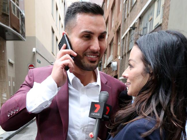 Salim Mehajer, disgraced former deputy major of Auburn leaves Day St Police station after an assault arrest overnight, Sydney, Australia, 02 April 2017.