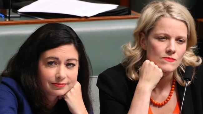 Terri Butler and Clare O'Neil during Question Time in Parliament House in Canberra. Picture: Gary Ramage