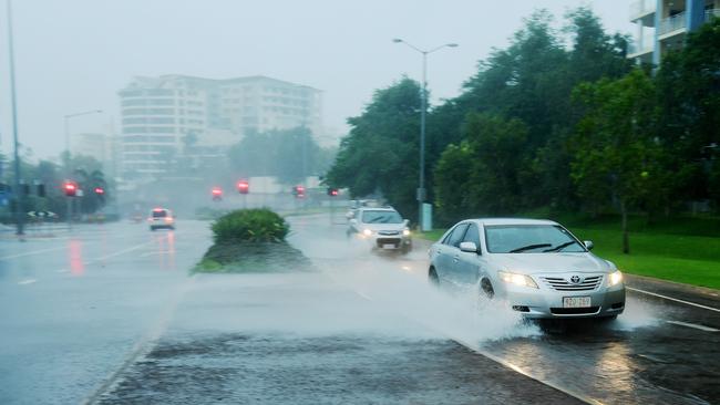 Darwin copped a strong rainstorm on Friday morning as Cyclone Trevor gets closer to the NT coastline. PICTURE: JUSTIN KENNEDY