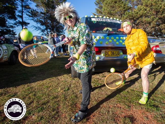 Day 1: Canberra to Hay – The drivers all committed to dressing up. Photo: BOX RALLIES