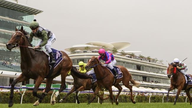 Mark Zahra gets home aboard Yes Yes Yes at Flemington. Picture: Getty Images