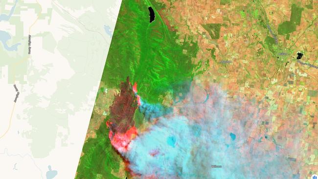 Sentinel satellite image of the Grampians' fires on December 20.