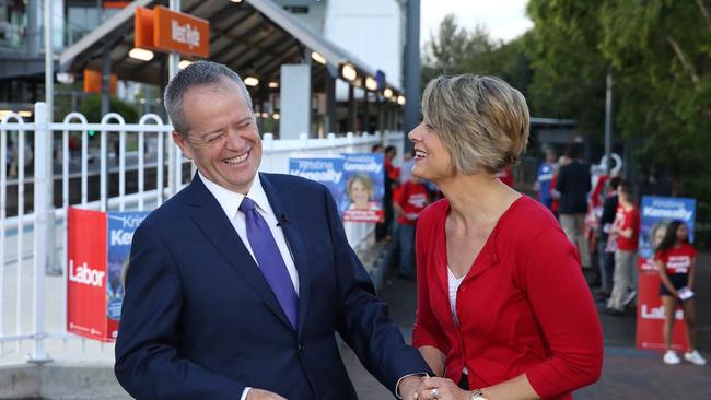 Labor Leader Bill Shorten with Kristina Keneally campaigning in Bennelong, Sydney. Picture: Twitter