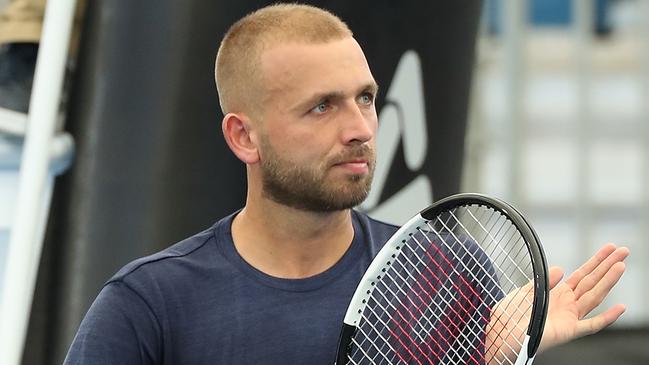 Englishman Dan Evans following his straight sets triumph over Juan Ignacio Londero at Memorial Drive. Picture: Paul Kane/Getty Images