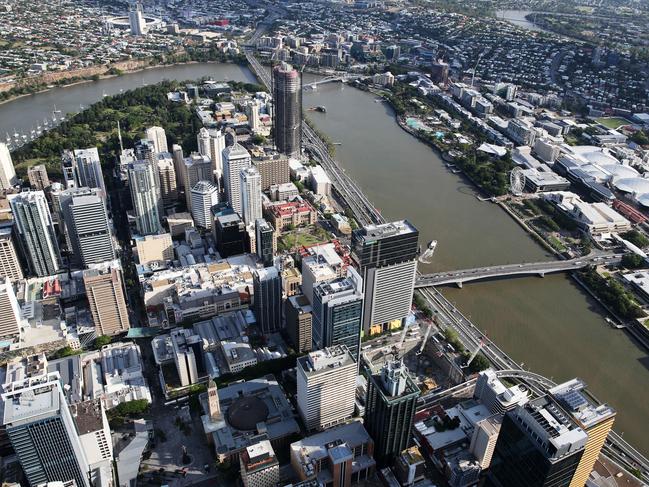 DO NOT USE BEFORE DEC 28TH, CONTACT COURIER MAIL PIC DESK Aerial images over Brisbane in summer. Brisbane City, CBD, highrise, skyline, office buildings, Southbank, King George Square, Brisbane River.