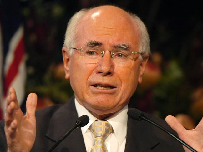 Prime Minister John Howard gives his speech on Australias nuclear future to members and supporters, at a Victorian Liberal Party State conference in Melbourne. Saturday, April 28, 2007.  (AAP Image/Joe Castro) NO ARCHIVING