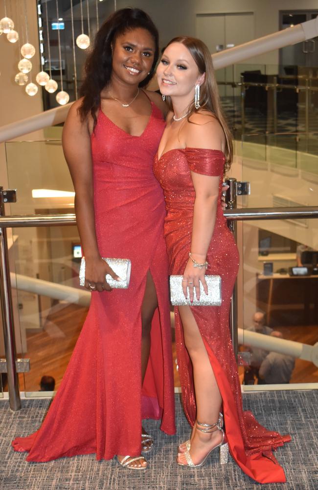 Nancy Sullivan and Kahlia Plant at the 2022 Nambour State College formal. Picture: Eddie Franklin