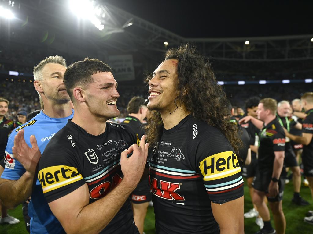 (L-R) Nathan Cleary and Jarome Luai.