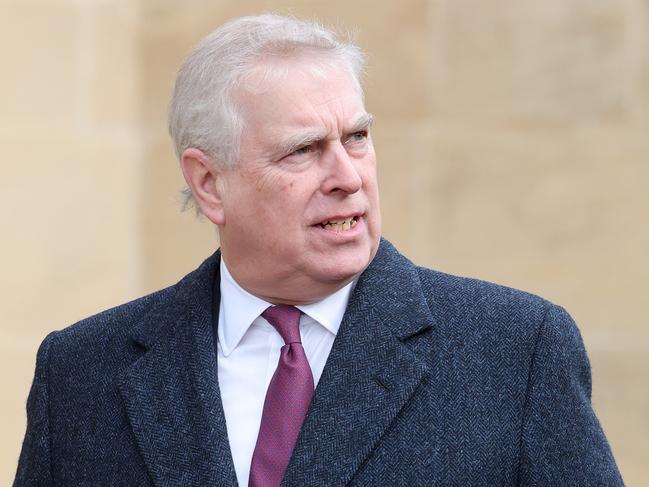 WINDSOR, ENGLAND - FEBRUARY 27: Prince Andrew, Duke of York attends the Thanksgiving Service for King Constantine of the Hellenes at St George's Chapel on February 27, 2024 in Windsor, England. Constantine II, Head of the Royal House of Greece, reigned as the last King of the Hellenes from 6 March 1964 to 1 June 1973, and died in Athens at the age of 82. (Photo by Chris Jackson/Getty Images)