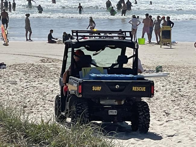 Seven Mile Beach at Lennox Head on Thursday.  A man drowned while attempting to rescue his daughter from the surf at Lennox Head late on Wednesday. Picture: Sarah Buckley