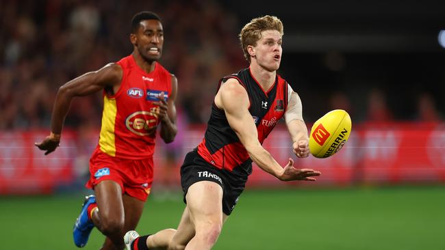 Bombers fans, how would Ben Hobbs go as an ice skater? (Photo by Graham Denholm/AFL Photos via Getty Images)