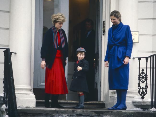 Prince William’s first day at Wetherby School in 1987. Picture: Julian Parker/UK Press via Getty Images