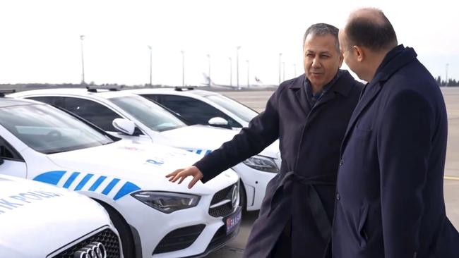 Pictured is Turkish Minister of the Interior, Ali Yerlikaya (left), led the crackdown on the Comanchero OMCG