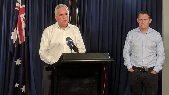 Former West Australian under treasurer John Langoulant addresses the media on the Northern Territory's fiscal crisis at Parliament House. Picture: Jason Walls