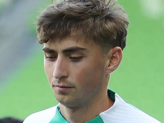 MELBOURNE, AUSTRALIA - NOVEMBER 13: Hayden Matthews of the Socceroos during a Socceroos training session at AAMI Park on November 13, 2024 in Melbourne, Australia. (Photo by Robert Cianflone/Getty Images)