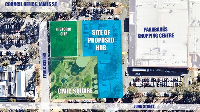 The proposed site of the $43 million community hub, near the Parabanks Shopping Centre.