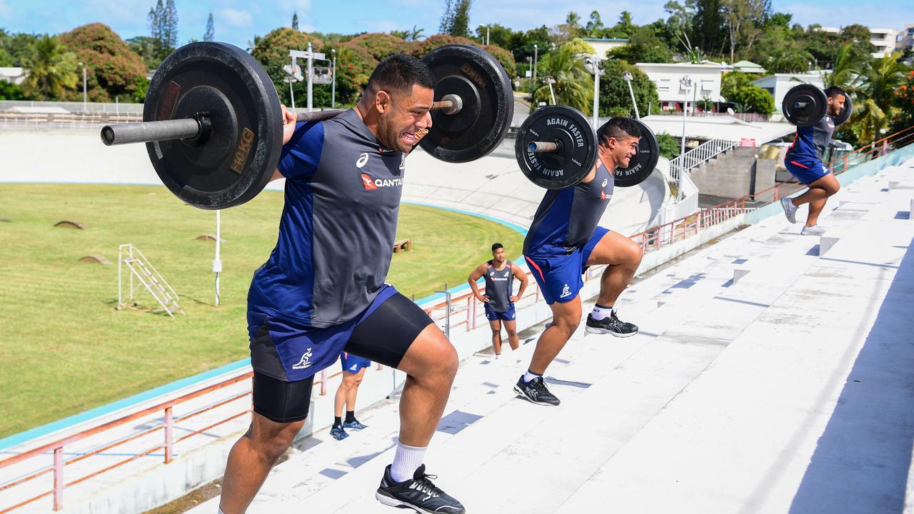 Scott Sio trains at Stade de Magenta, Noumea. Photo: Rugby AU Media/Stuart Walmsley