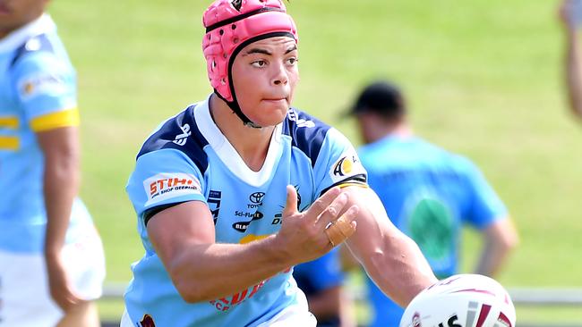 Norths Devils player Jai Camilleri Norths Devils v Redcliffe Dolphins in Meninga Cup Sunday March 27, 2022. Picture, John Gass. Camilleri scored the first try of the day for Wavell.