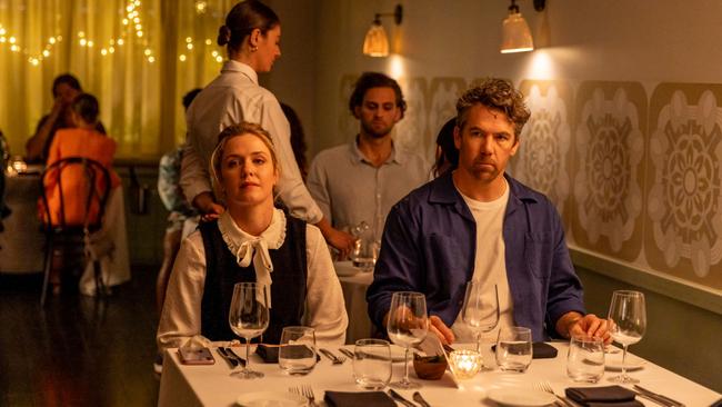 Ashley (Harriet Dyer) and Gordon (Patrick Brammall) in Colin From Accounts season two, streaming on BINGE May 30. Photo: Lisa Tomasetti/Binge.