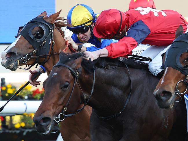 SYDNEY, AUSTRALIA - AUGUST 10: James McDonald riding Schwarz wins Race 8 Darley Missile Stakes during Sydney Racing at Royal Randwick Racecourse on August 10, 2024 in Sydney, Australia. (Photo by Jeremy Ng/Getty Images)