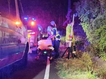 A male in his teens was transported in a serious condition to Sunshine Coast University Hospital with a head injury following a motorcycle crash on Menary Road at 8.29pm.