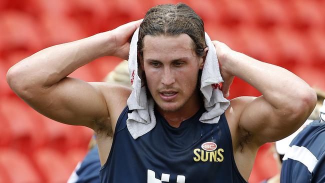 David Swallow trying to cool down at Gold Coast Suns training.