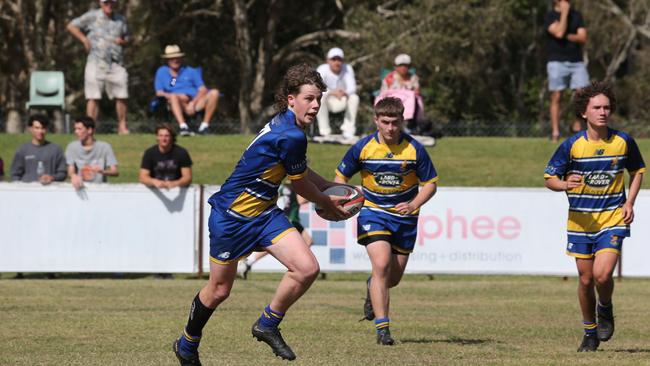 Action galleries of the junior rugby union grand finals, match played at Surfers Paradise Home Ground. Gold Coast Eagles Vs Currumbin Alligators under 16s division. Picture Mike Batterham