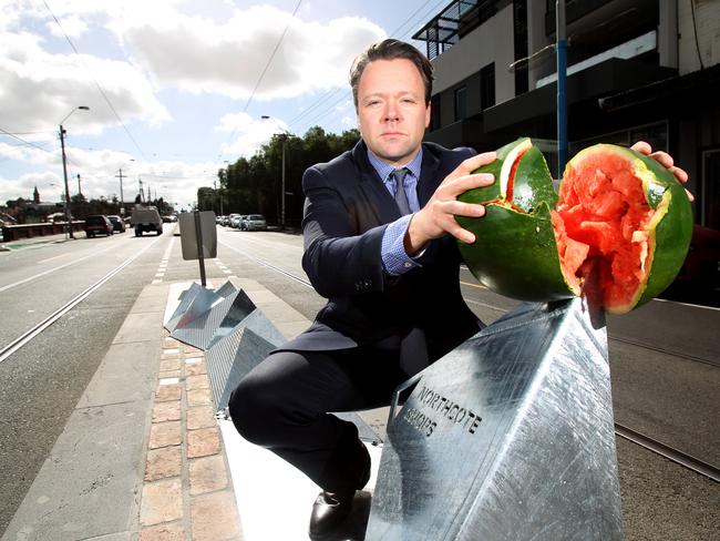 Westgarth Traders association president Peter Lynch said if the art could do this to a watermelon, “imagine what it could do to someone's head”.