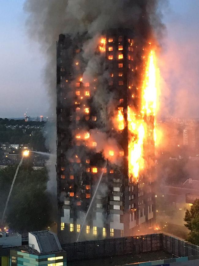 The Grenfell Tower fire that killed 72 people in 2017. Picture: Natalie Oxford