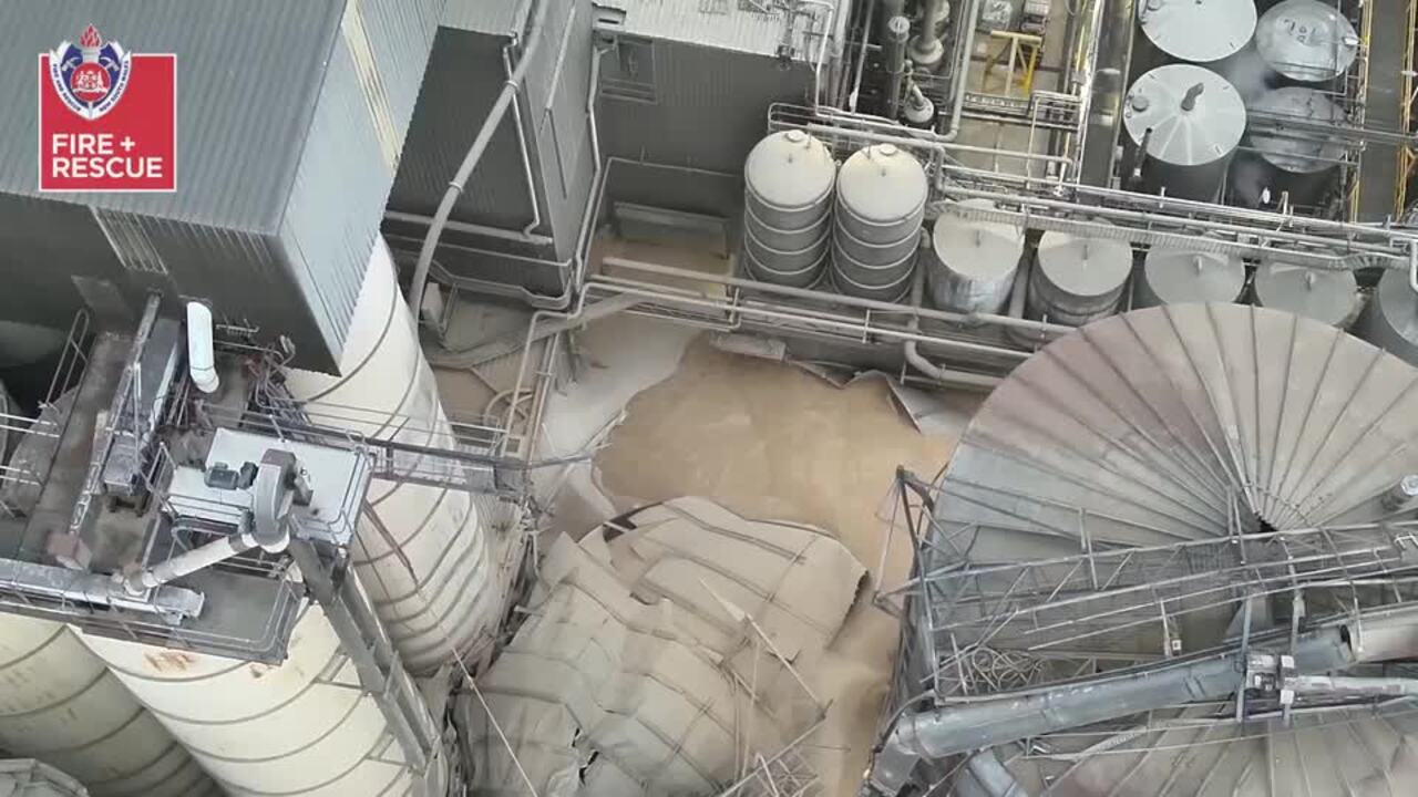 Aerial footage of the south coast silo collapse