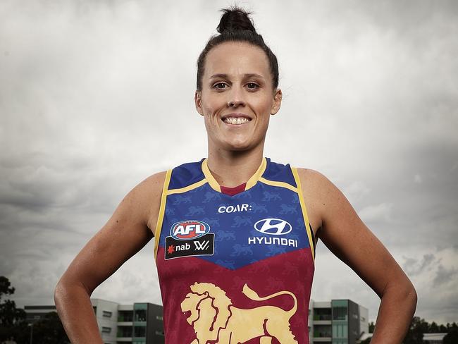 MELBOURNE, AUSTRALIA - FEBRUARY 01: Emma Zielke of the Lions poses for a photograph during the 2017 AFL Women's Competition Launch at Laurens Hall on February 1, 2017 in Melbourne, Australia. (Photo by Scott Barbour/Getty Images)