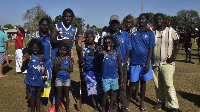 Buffaloes following the win in the Tiwi Island Football League grand final between Tuyu Buffaloes and Pumarali Thunder. Picture: Max Hatzoglou