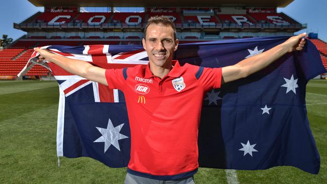 Adelaide United captain Isaias becomes an Australian citizen at a ceremony at Hindmarsh Stadium after five years with the Reds, Tuesday, January 8, 2019.  (AAP Image/ Brenton Edwards)