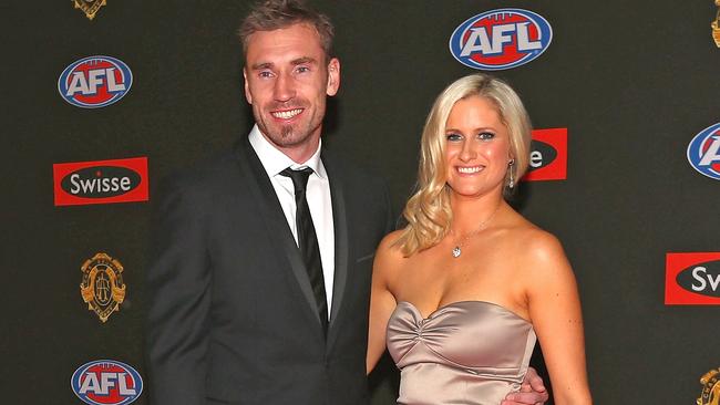 Shane Tuck with wife Katherine in 2012. Picture: Quinn Rooney/Getty