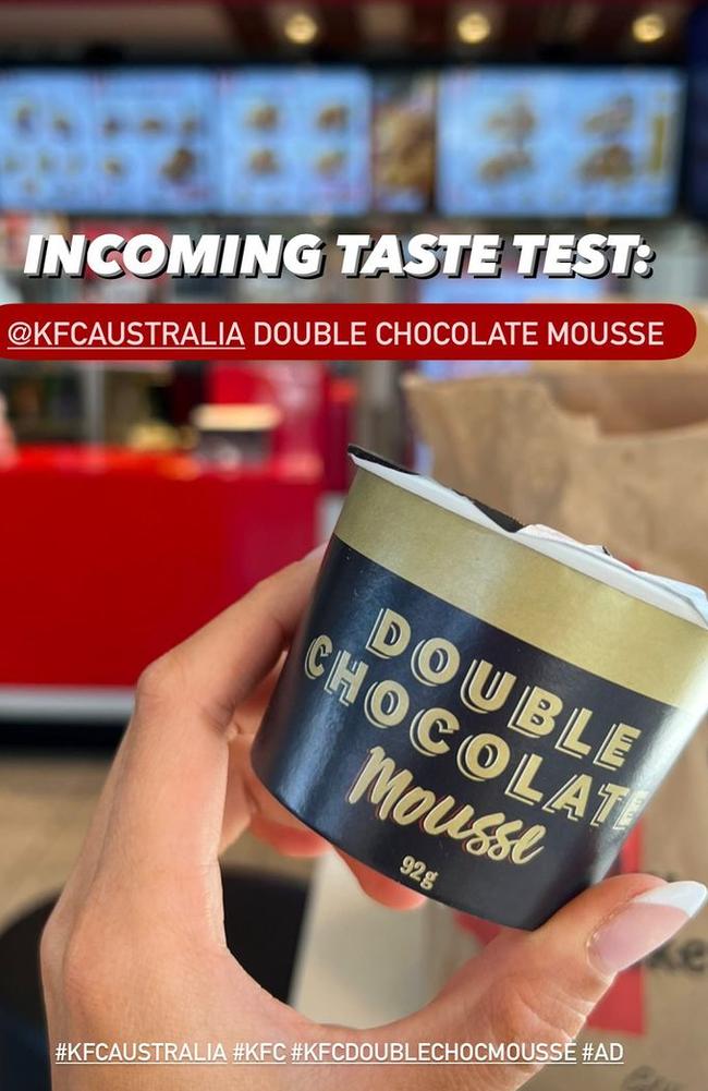 KFC has released Double Chocolate Mousse. Picture: Instagram/Tina Provis