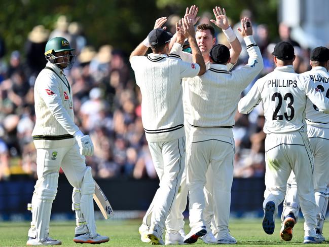 Australian opener Usman Khawaja was one of Matt Henry’s seven wickets. Picture: Getty Images