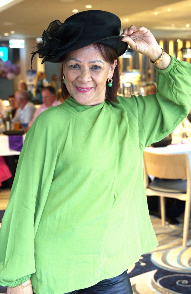 Gowns adorned by patrons at the Gympie RSL during the Melbourne Cup Races on November 7, 2023.