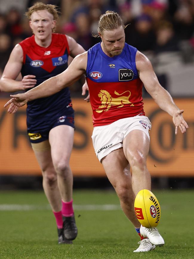 Daniel Rich found plenty of the footy in a losing effort for the Lions. Picture: Getty Images