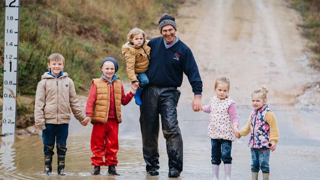 Steve Chesworth with grandchildren Nate, Xavier, Wilfred, Lottie and Olive. Picture: Sophie Hansen