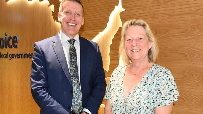 LGA South Australia chief executive Clinton Jury with newly elected LGA President Mayor Heather Holmes-Ross. Picture: Supplied