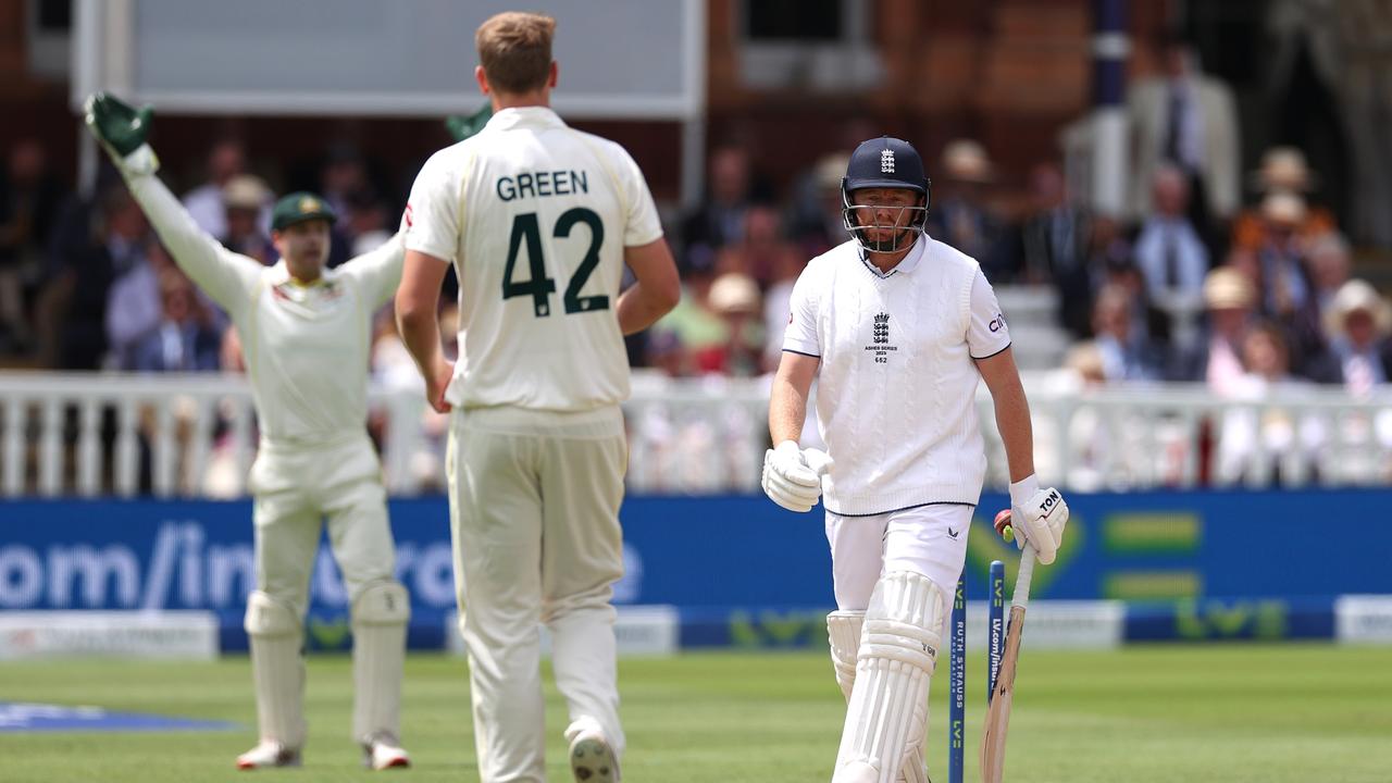 Alex Carey of Australia stumps Jonny Bairstow of England during Day Five of the LV= Insurance Ashes 2nd Test match between England and Australia at Lord's Cricket Ground on July 2, 2023 in London, England. (Photo by Ryan Pierse/Getty Images)