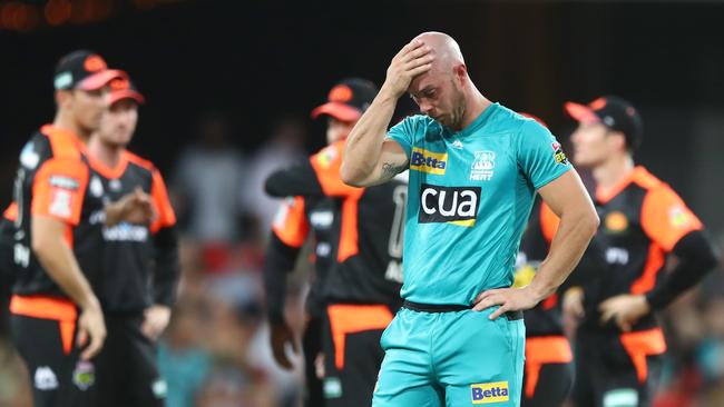 An embarrassed Lynn apologised to Heat fans after the Scorchers defeat. Picture: Getty