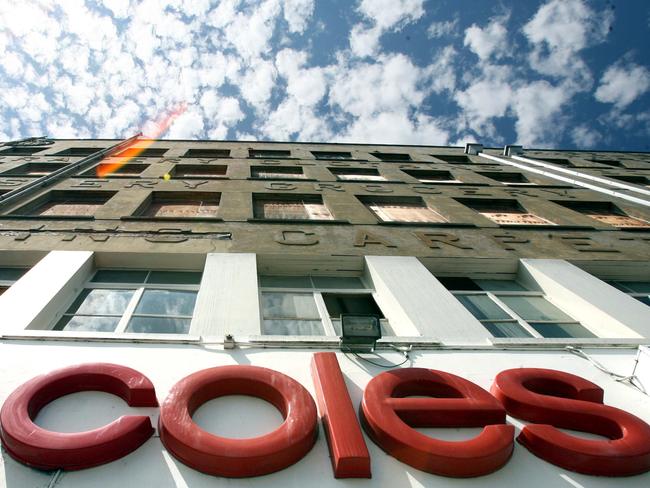 23 Feb 2007 Generic of Coles Supermerket Sign. buildings exterior retail stores shop shops logo logos