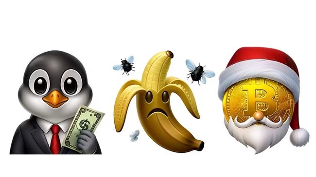 A penguin doing tax fraud. A spoiled banana. Bitcoin Santa. Your creativity and this cartoony style are the only limits of Genmoji. Photo: Joanna Stern/WSJ