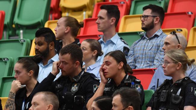 Police memorial serive fro Constable Rachel McCrow and Constable Matthew Arnold at the Townsville Stadium. Picture: Evan Morgan