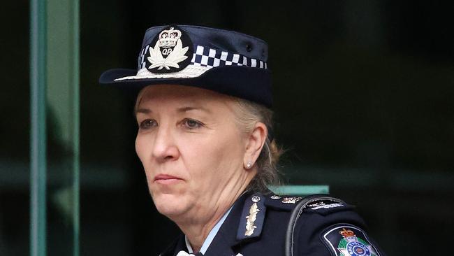 Police Commissioner Katarina Carroll leaving the Independent Commission of Inquiry into Queensland Police Service responses to domestic and family violence, Brisbane. Picture: Liam Kidston