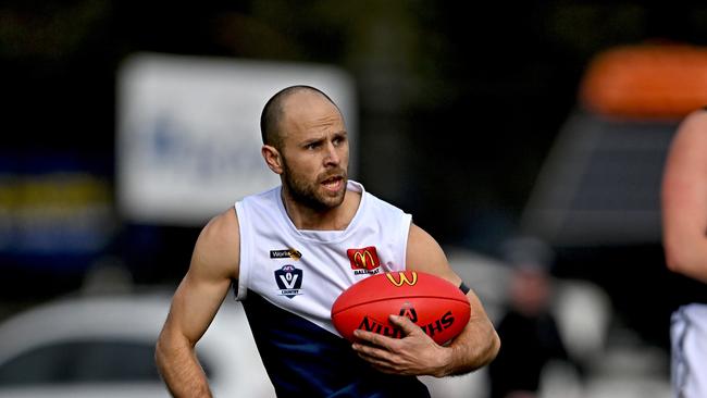 Melton South’s John Kovarik earlier this season. The club is voting on whether to stay in the Ballarat league or move next year. Picture: Andy Brownbill