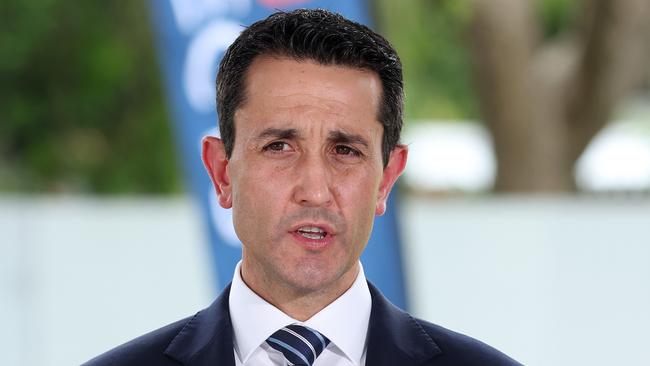 Premier David Crisafulli during a media conference at the site a new housing development in Capalaba. Picture: Liam Kidston