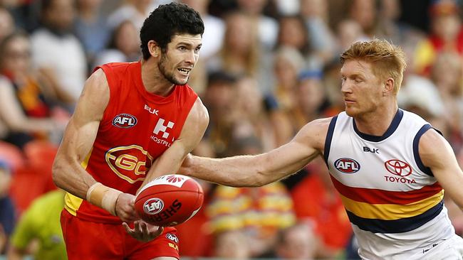 Jarrad Grant in action for Gold Coast against Adelaide. Picture: Jerad Williams