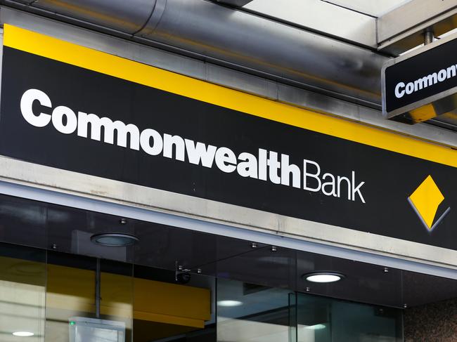 SYDNEY, AUSTRALIA - NewsWire Photos - NOVEMBER 11 2020: A view of the Commonwealth Bank signs in the CBD in Sydney Australia. Picture: NCA NewsWire / Gaye Gerard